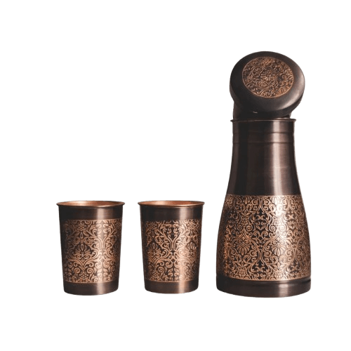 COPPER SUGAR POT ANTIQUE WITH GLASS