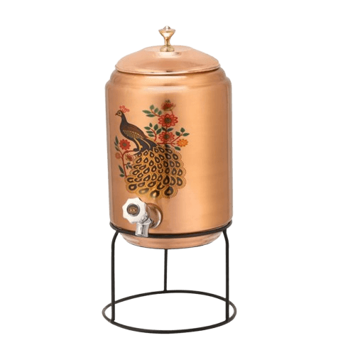 COPPER WATER DISPENSER 5L PEACOCK PRINTED